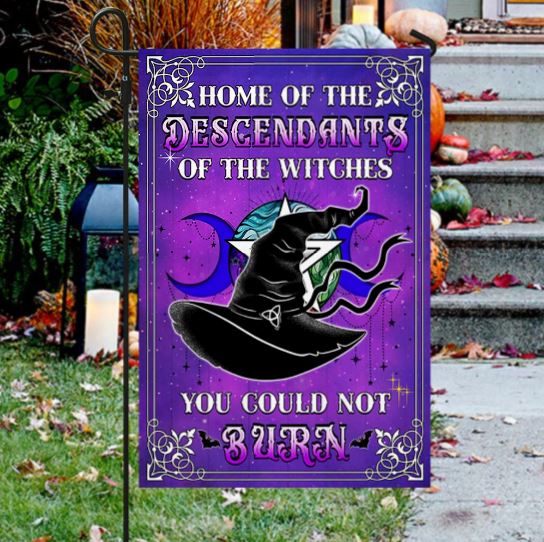Halloween witch garden flag