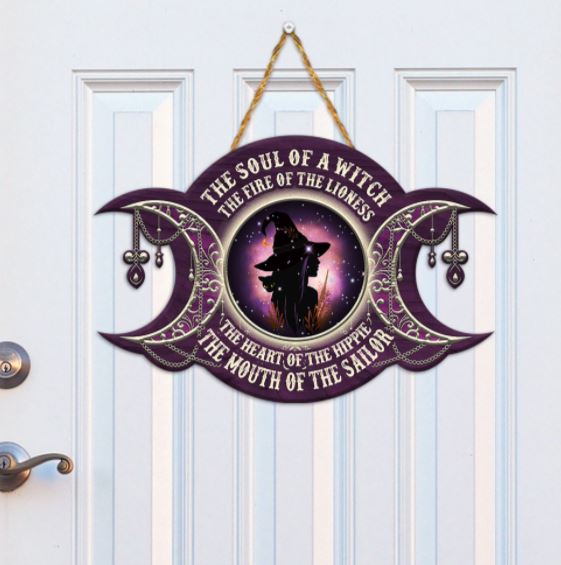 Halloween witch wooden sign