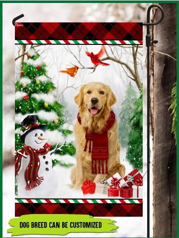 Personalized Merry Christmas Cardinal Dog Flag