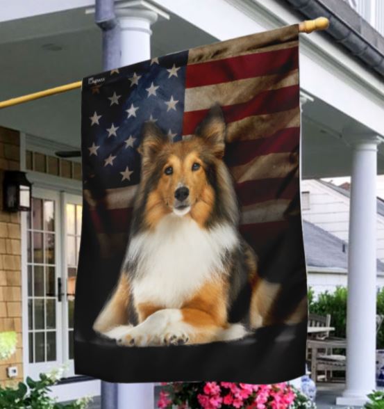 Shetland Sheepdog American Flag