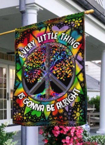 Tree Of Life Hippie Every Little Thing Is Gonna Be Alright Flag