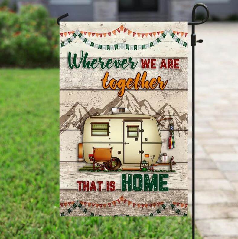 The Perfect Greeting for Your Yard or Campsite Features an RV Camper Design 12-inch x 18-inch Camco 53307 Life is Better at the Campsite Garden Flag 