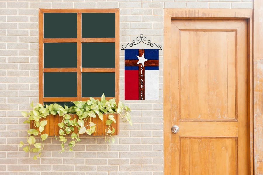 texas garden flag on a wall