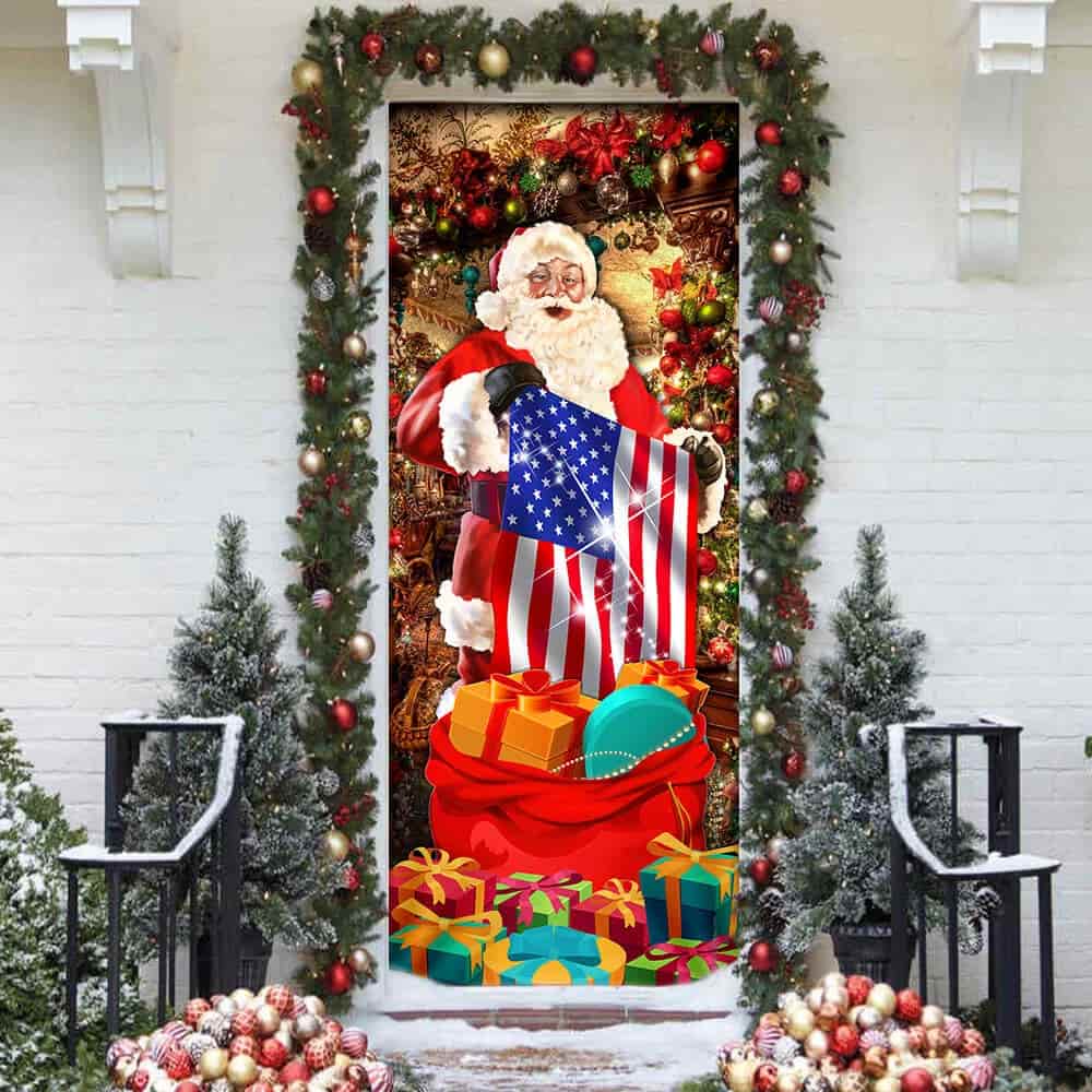 American Christmas Door Cover Santa Laughing