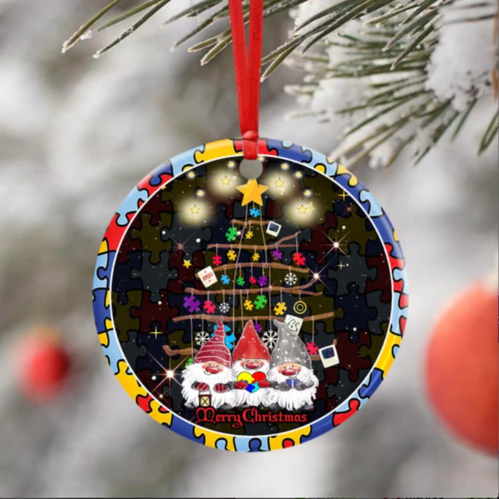 Autism Family Merry Christmas Ceramic Ornament - Christmas ornament for kids