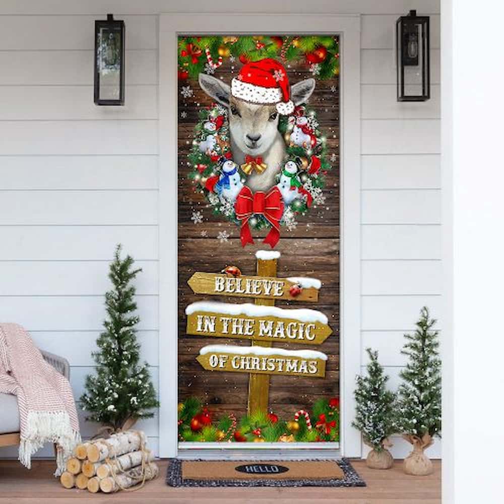 Believe In The Magic Of Christmas. Goat Christmas Door Cover