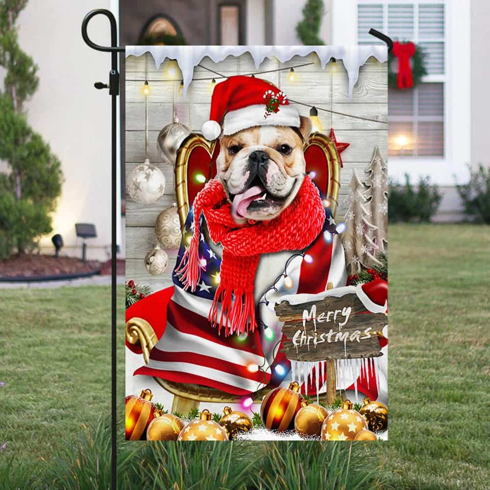 Bulldog Wrap In Glory American Christmas Flag