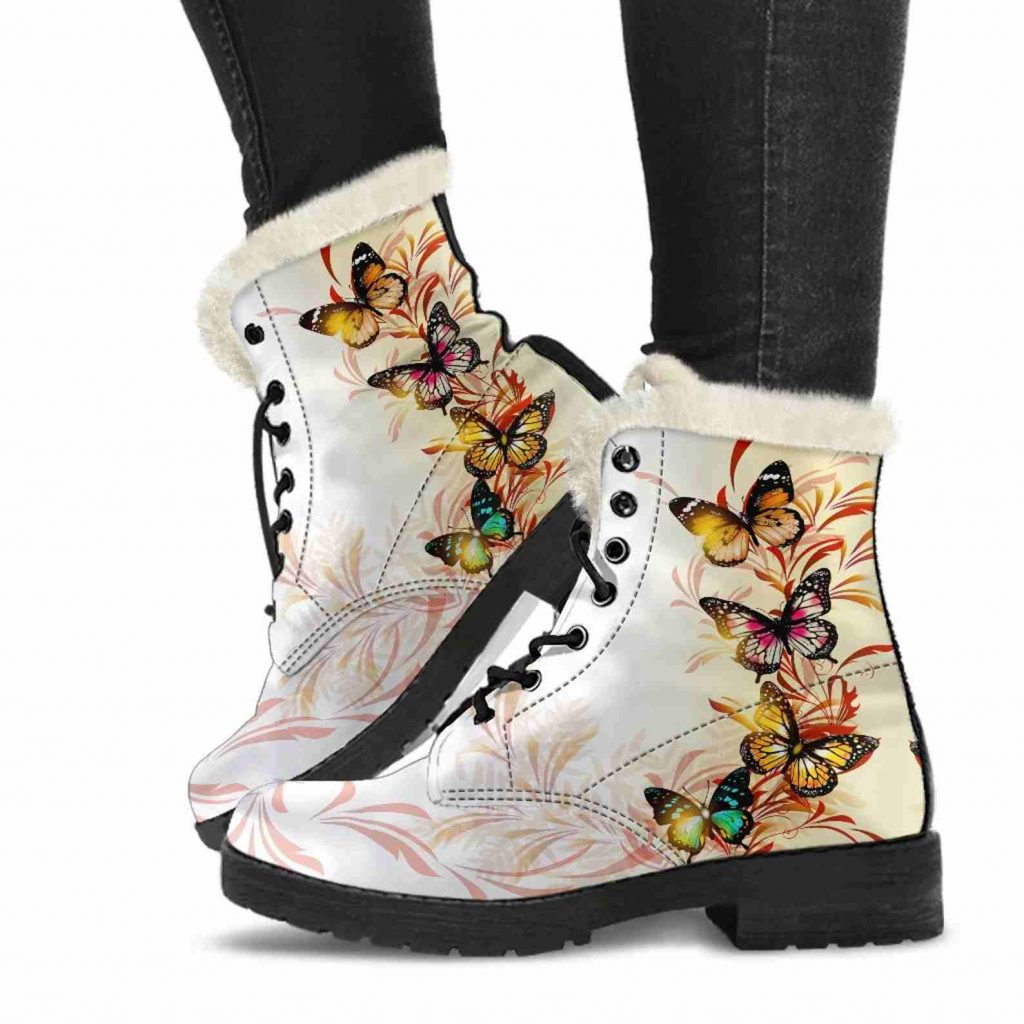 Butterfly Women Faux Fur Boots