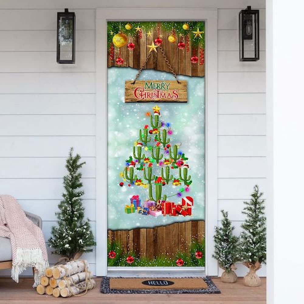Cactus Christmas Tree Door Cover