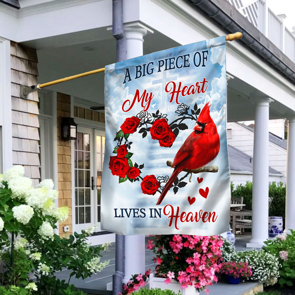 Cardinal Flag A Big Piece Of My Heart Lives In Heaven