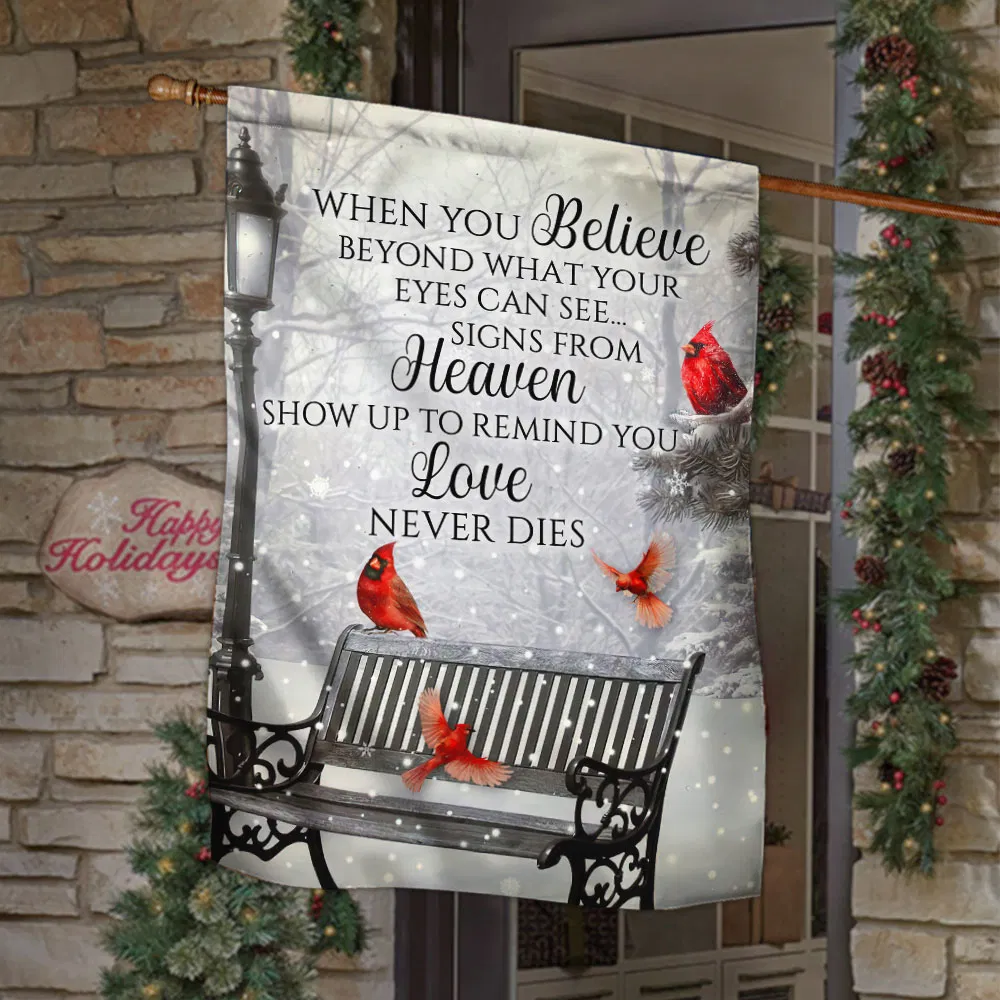Cardinal Flag Signs From Heaven Love Never Dies