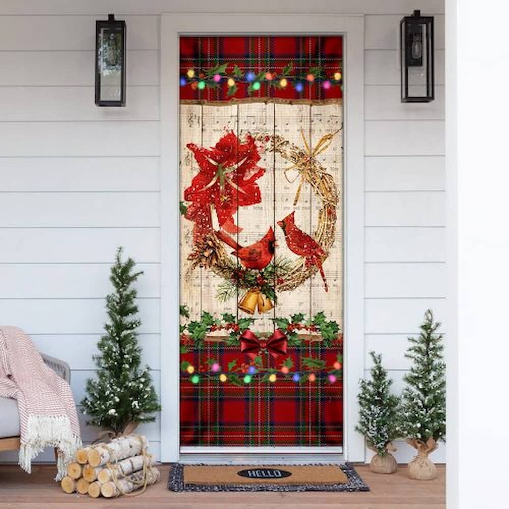 Cardinal Merry Christmas Door Cover