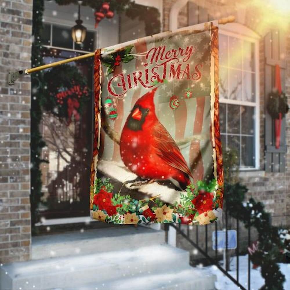 Cardinal Merry Christmas Flag