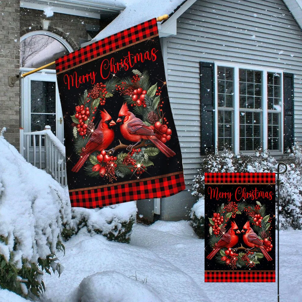 Cardinal Merry Christmas Flag