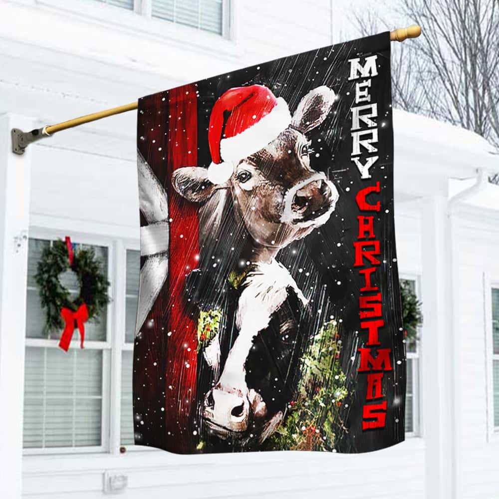Cattle Cow Merry Christmas Flag