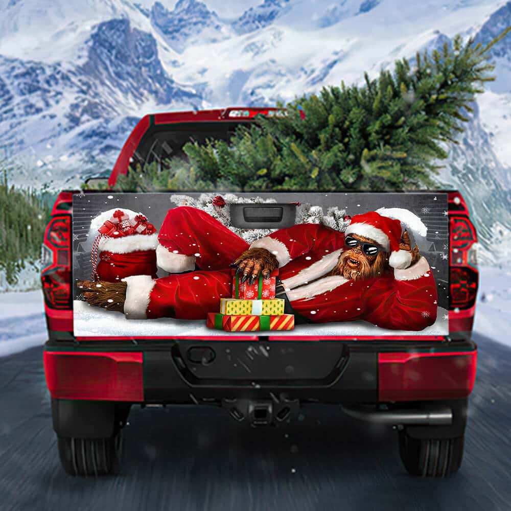 Christmas Bigfoot Truck Tailgate Decal Sticker Wrap Enjoy