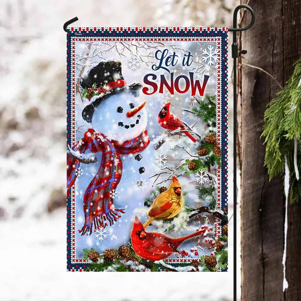 Christmas Blessings Flag Happy Snowman Cardinals Winter Snow