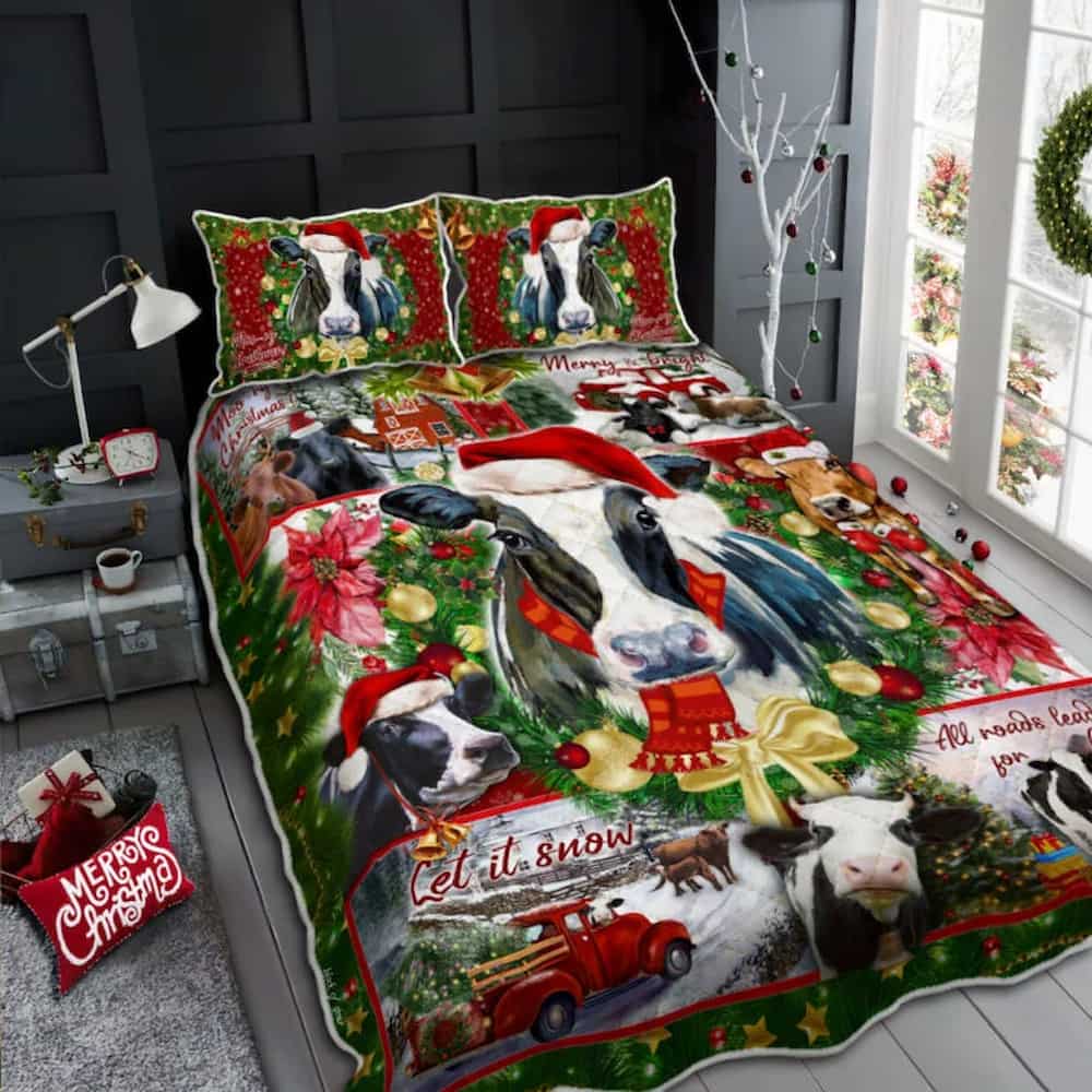 Christmas Cattle Quilt Bedding Set Geembi™
