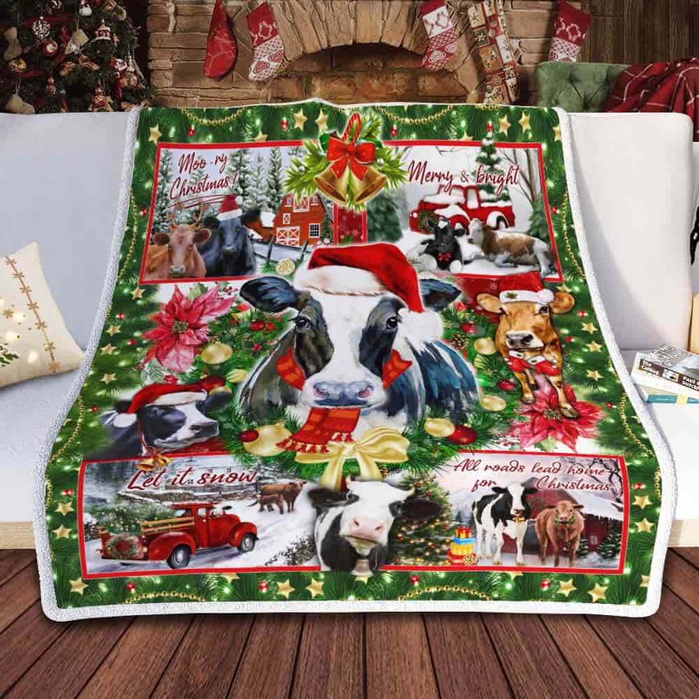 Christmas Cattle Sofa Throw Blanket