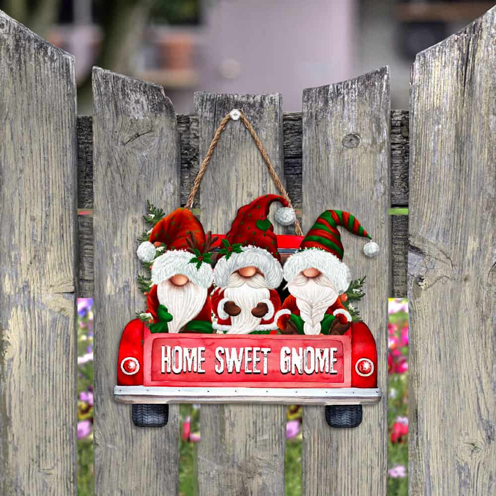 Christmas Custom Wooden Sign Home Sweet Gnome