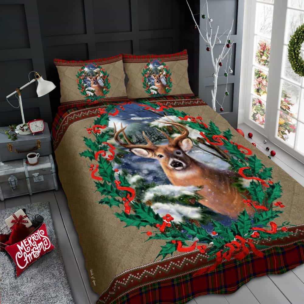 Christmas Deer Quilt Bedding Set