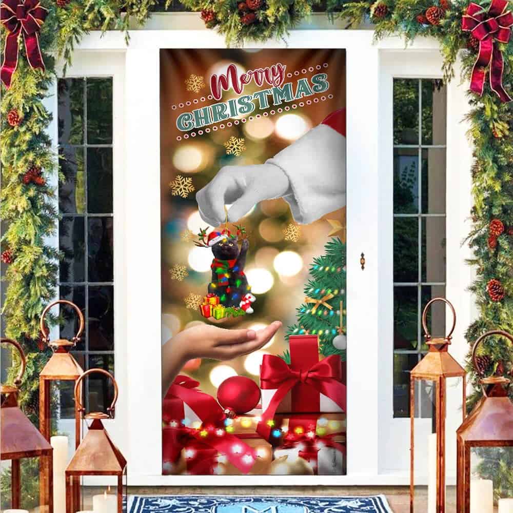 Christmas Door Cover – Give Black Cat Dog