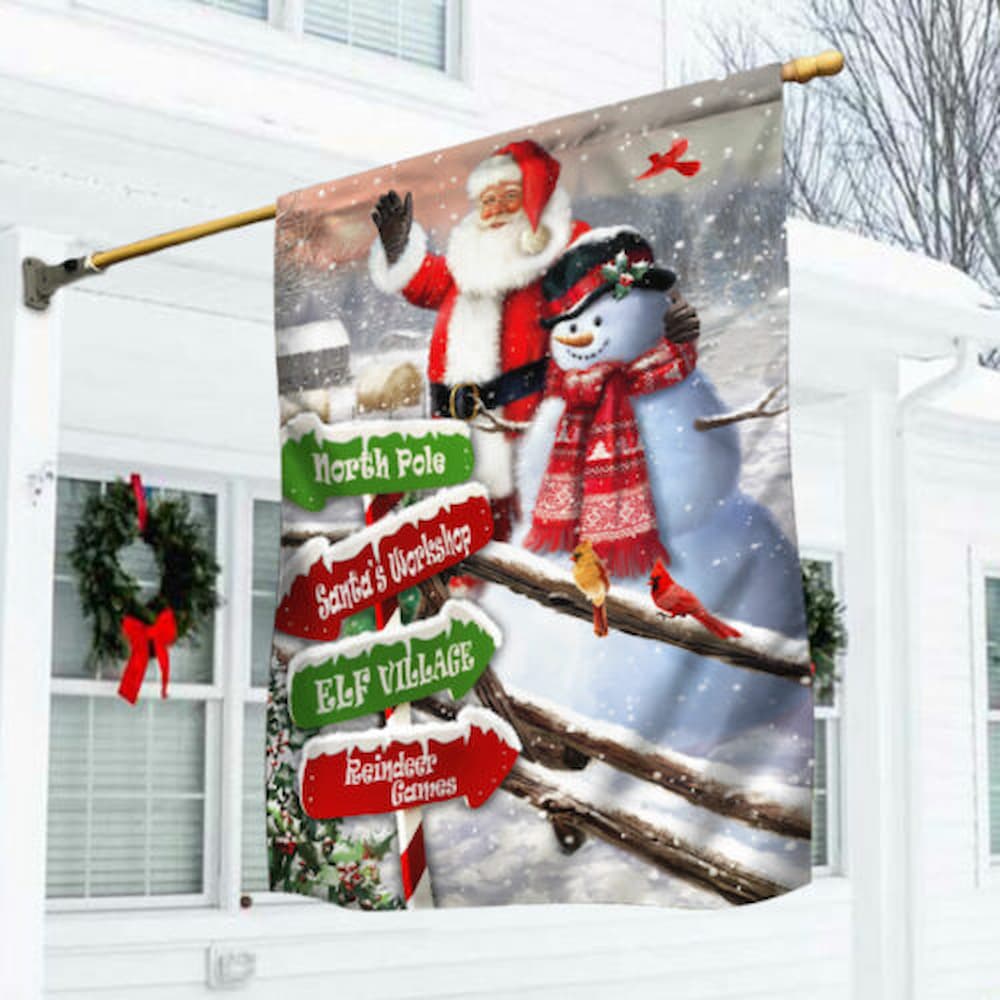 Christmas Flag North Pole, Santa’s Workshop, Elf Village, Reindeer Games