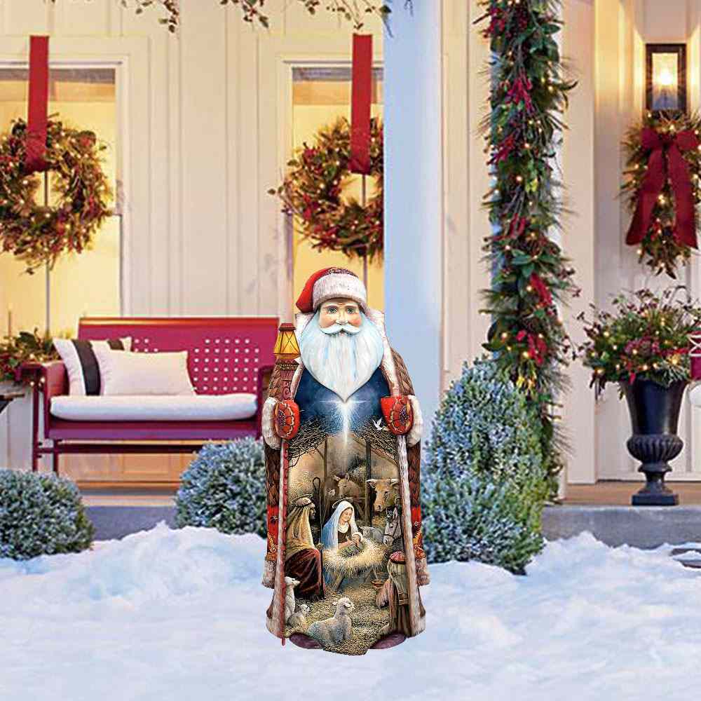Christmas Garden Metal Sign O Holy Night Santa Nativity Scene