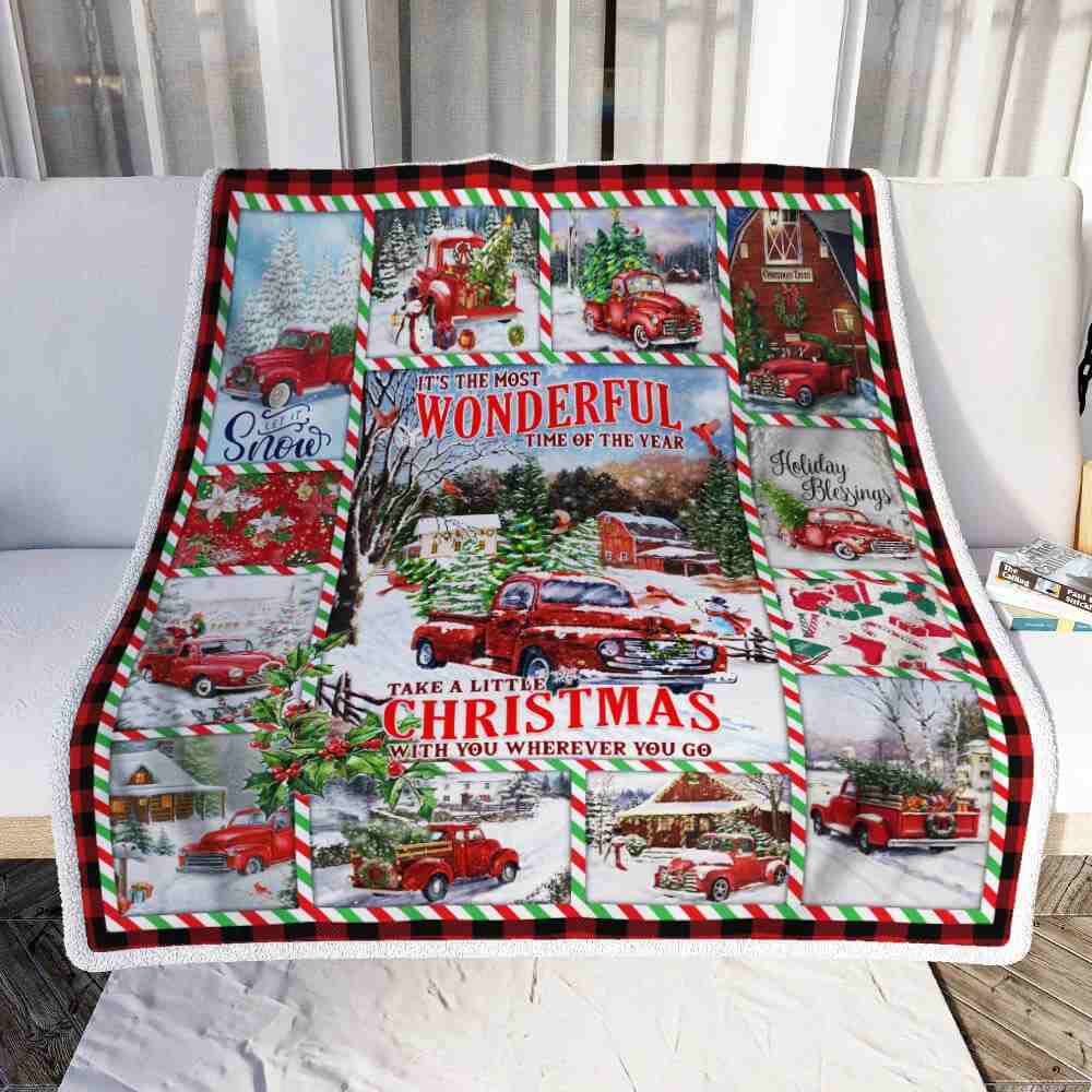 Christmas Red truck All Hearts Come Home For Christmas Sofa Throw Blanket