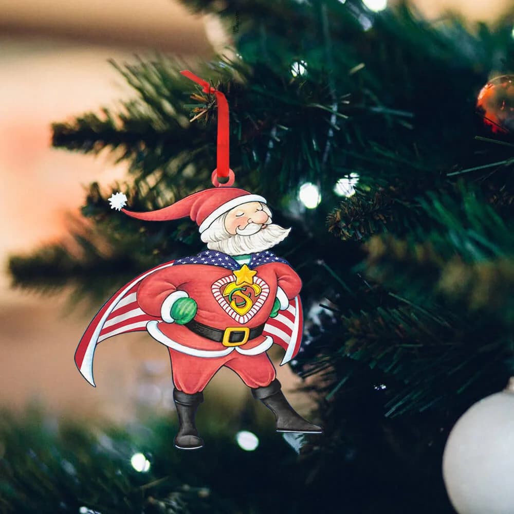 Christmas Santa Custom – Shaped Ornament Super Hero