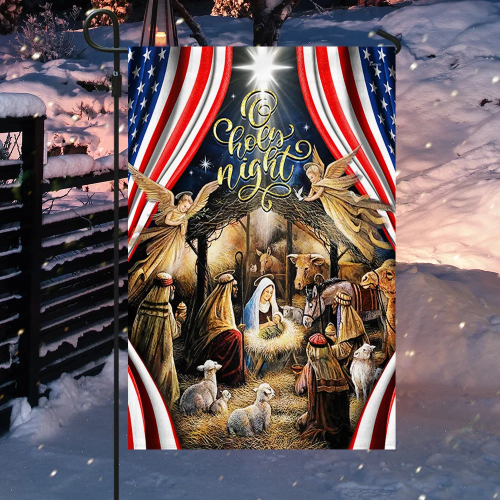 Christmas Silent Night Flag Jesus Is Born