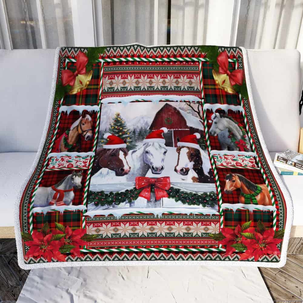 Christmas Sofa Throw Blanket Horse