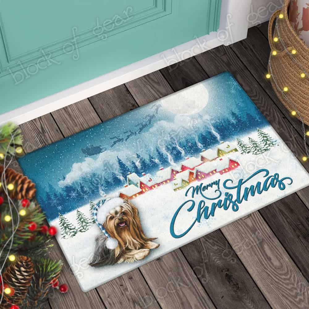 Christmas Yorkshire Terrier Doormat