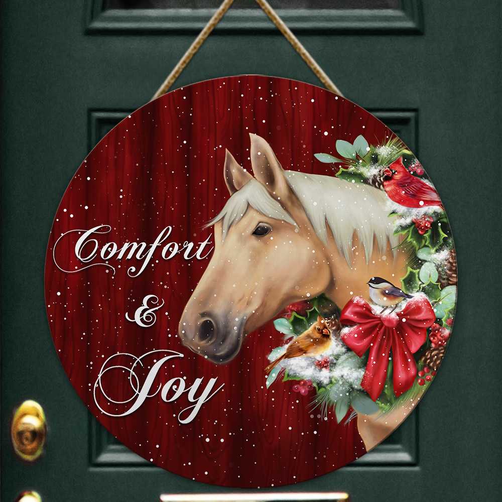 Comfort and Joy Horse Christmas Wooden Sign