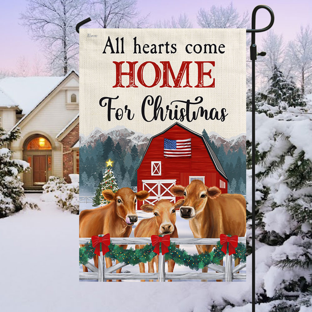 Cow Christmas Flag All Hearts Come Home For Christmas Cattle Jersey
