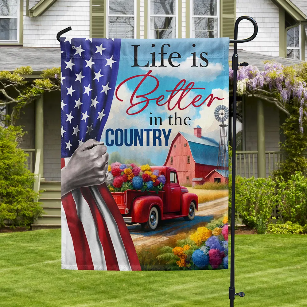 Farm Life Is Better In The Country Red Truck American Flag