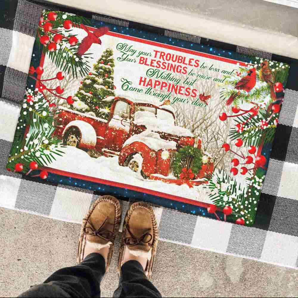 Happiness Come Through Your Door Christmas Doormat