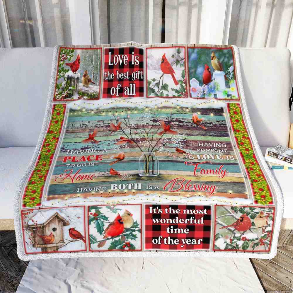 Having A Place To Go Is Home. Cardinal Christmas Sofa Throw Blanket