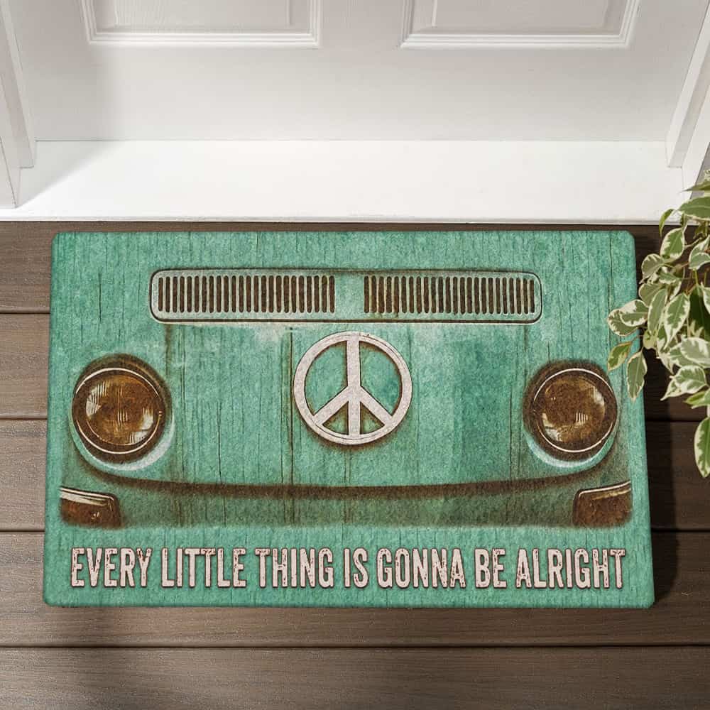 Hippie Every Little Thing Is Gonna Be Alright Hippie Bus Doormat