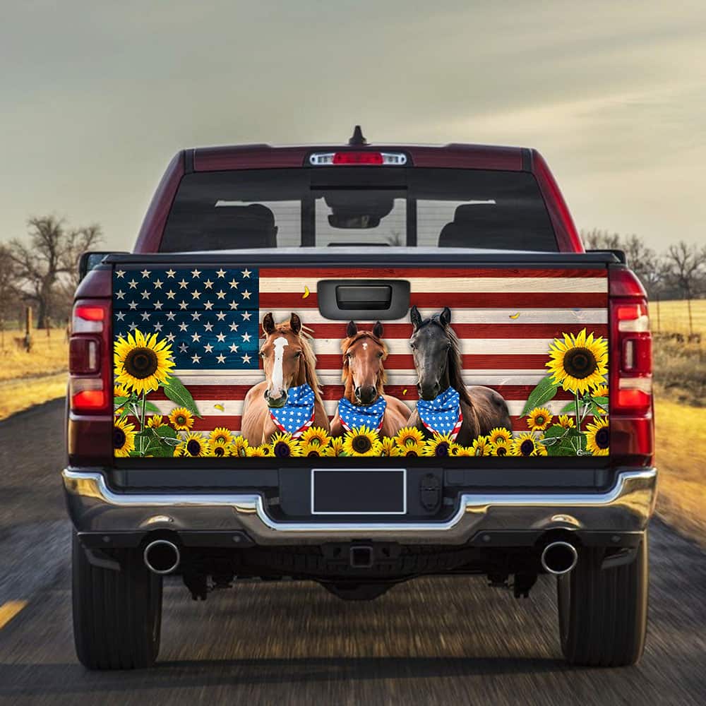 Horse Sunflowers Truck Tailgate Decal Sticker Wrap