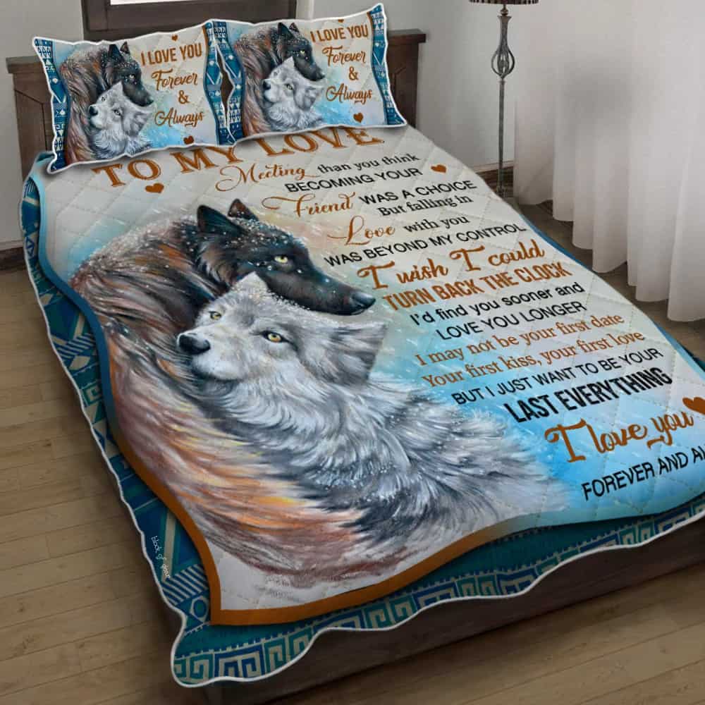 Husband To Wife Wolf Couple Quilt Bedding Set