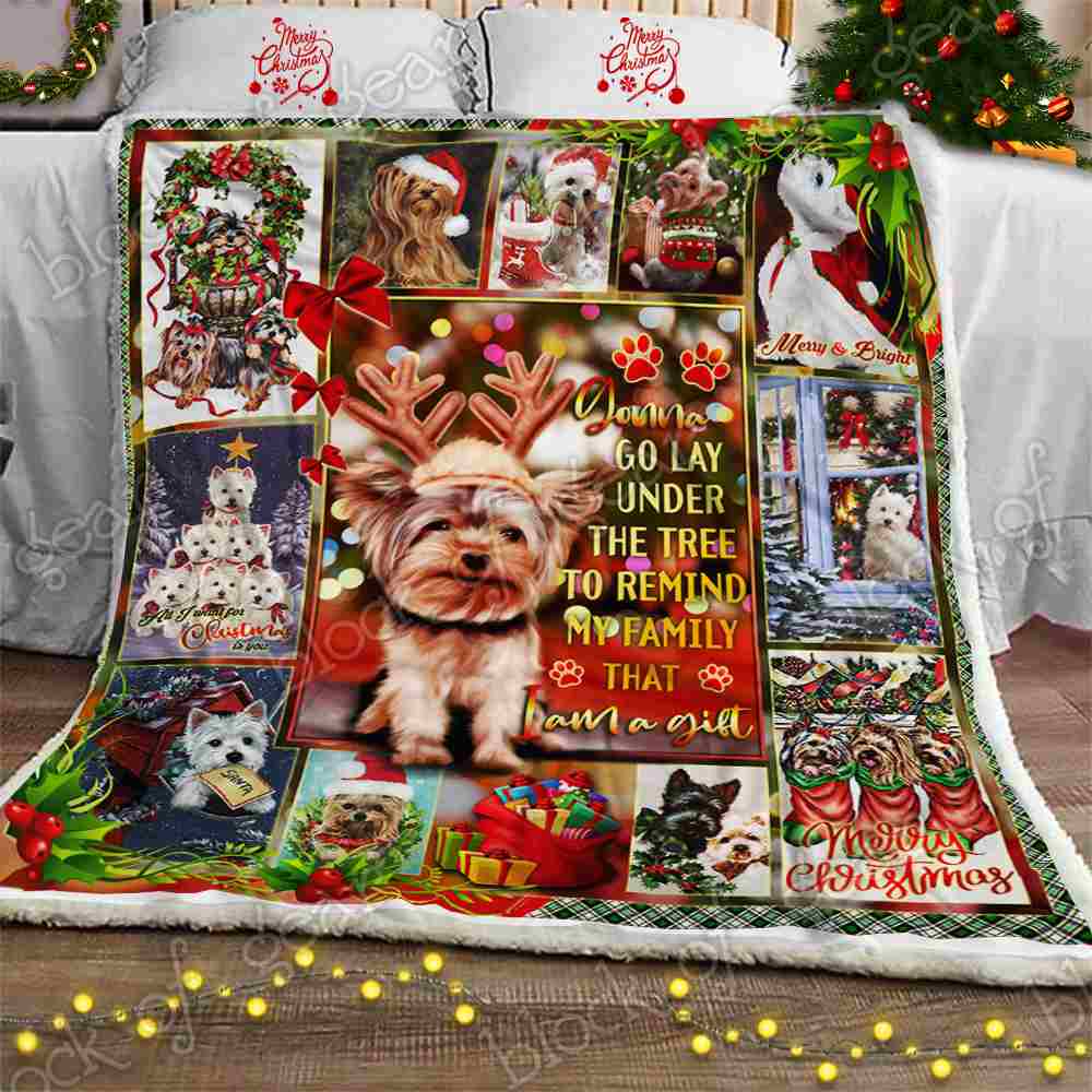 I Am A Christmas Gift Yorkie Sofa Throw Blanket