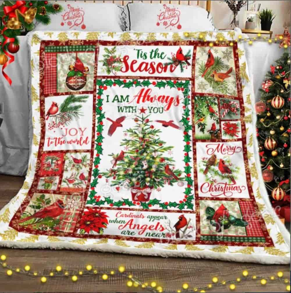 I Am Always With You, Cardinal Christmas Sofa Throw Blanket Geembi™ Christmas quilt throw blanket