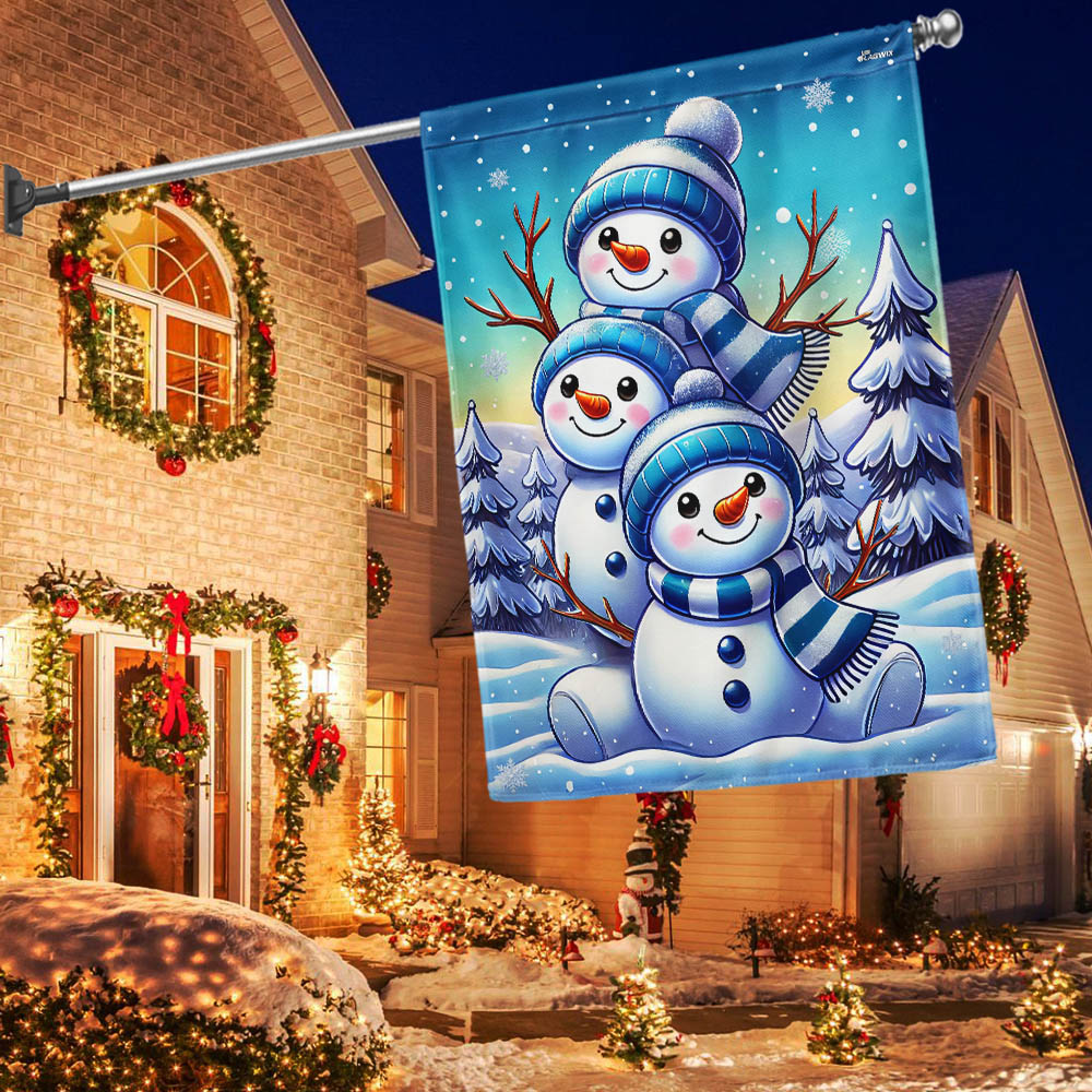 Let It Snow Snowman Christmas Flag