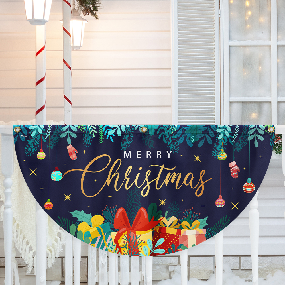 Merry Christmas Non-Pleated Fan Flag