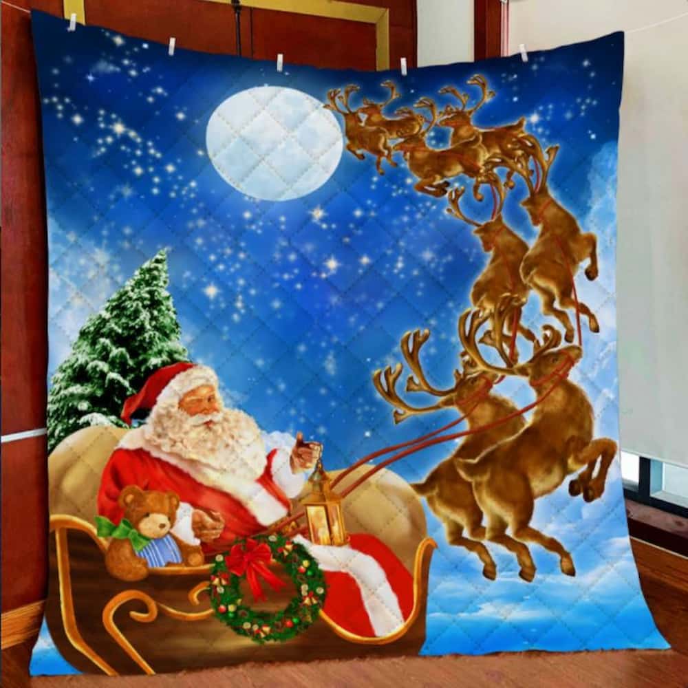 Merry Christmas Santa Claus Quilt Blanket Geembi™ Santa Claus Christmas Quilt