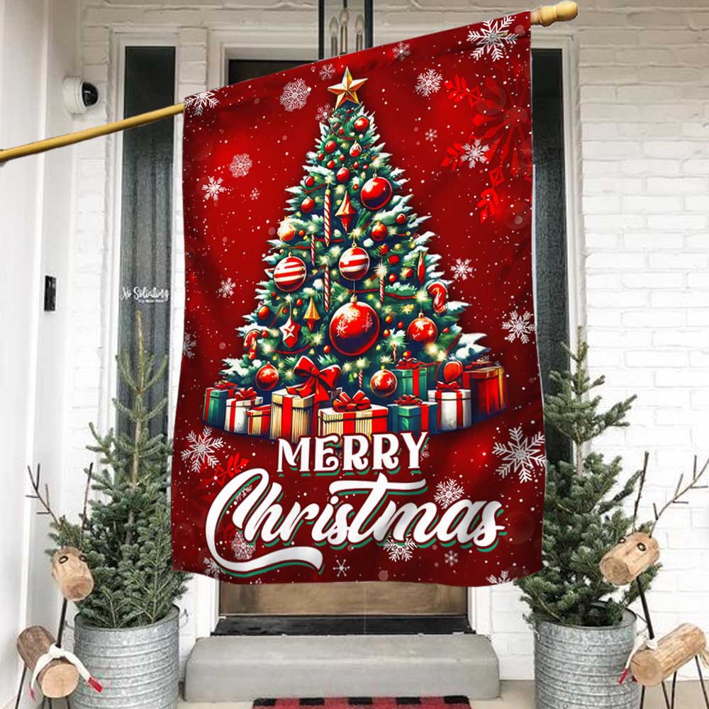 Merry Christmas Tree Winter Holiday Flag