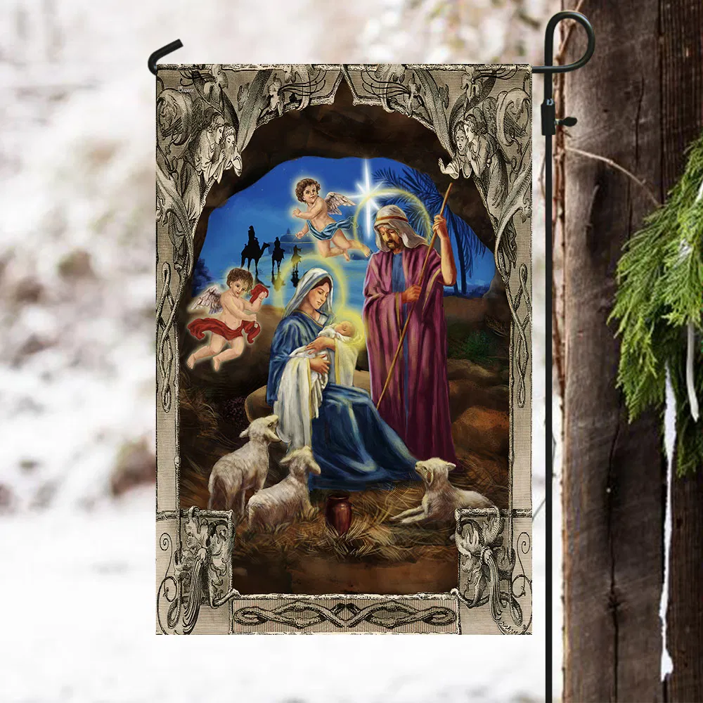 Nativity Scene Christmas Flag