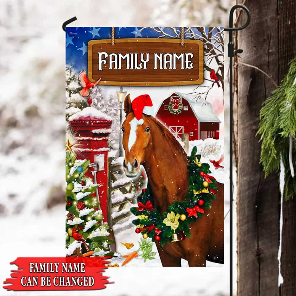 Personalized Christmas Horse Custom Name Flag
