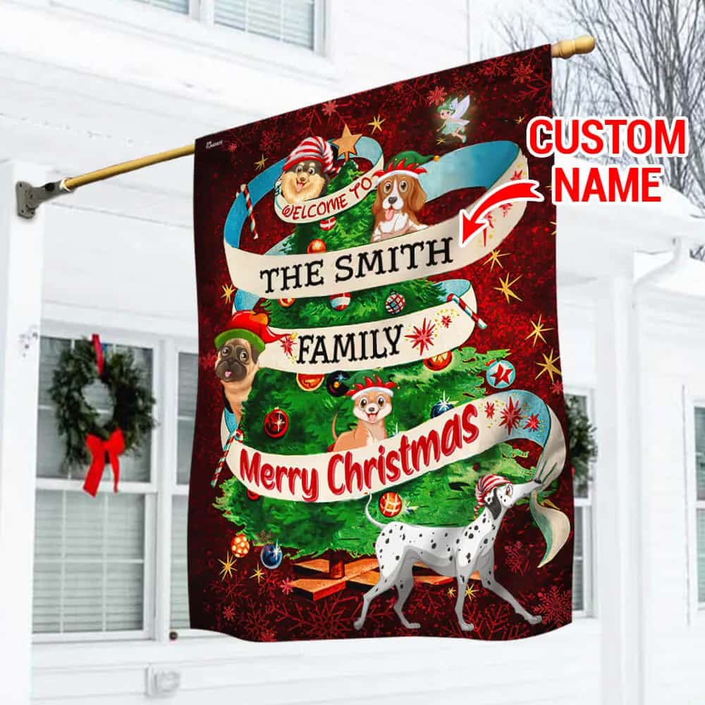 Personalized Dog Flag Merry Christmas